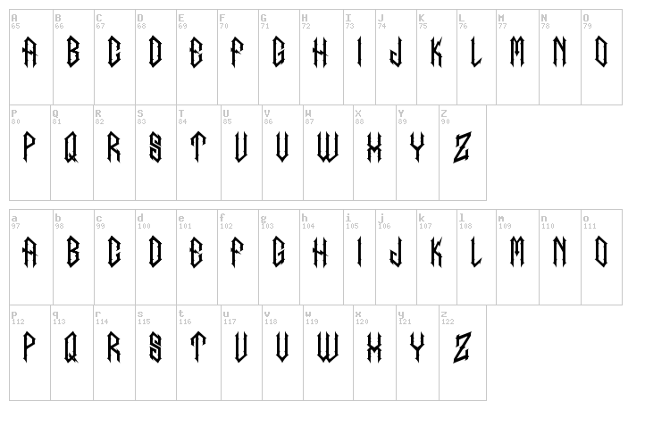 Inumocca font map